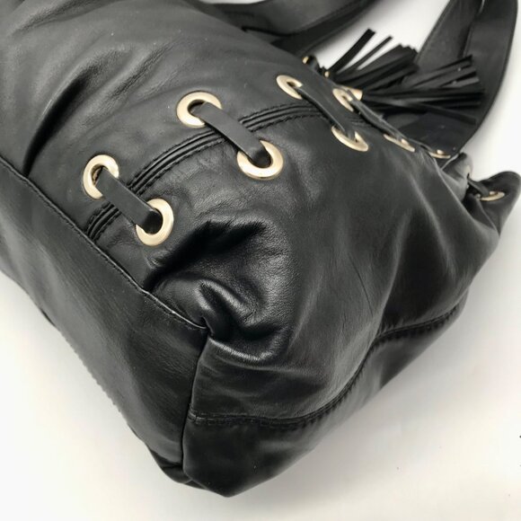 Michael Kors Black Leather Astor Grommet Shoulder Bag - Picture 8 of 10